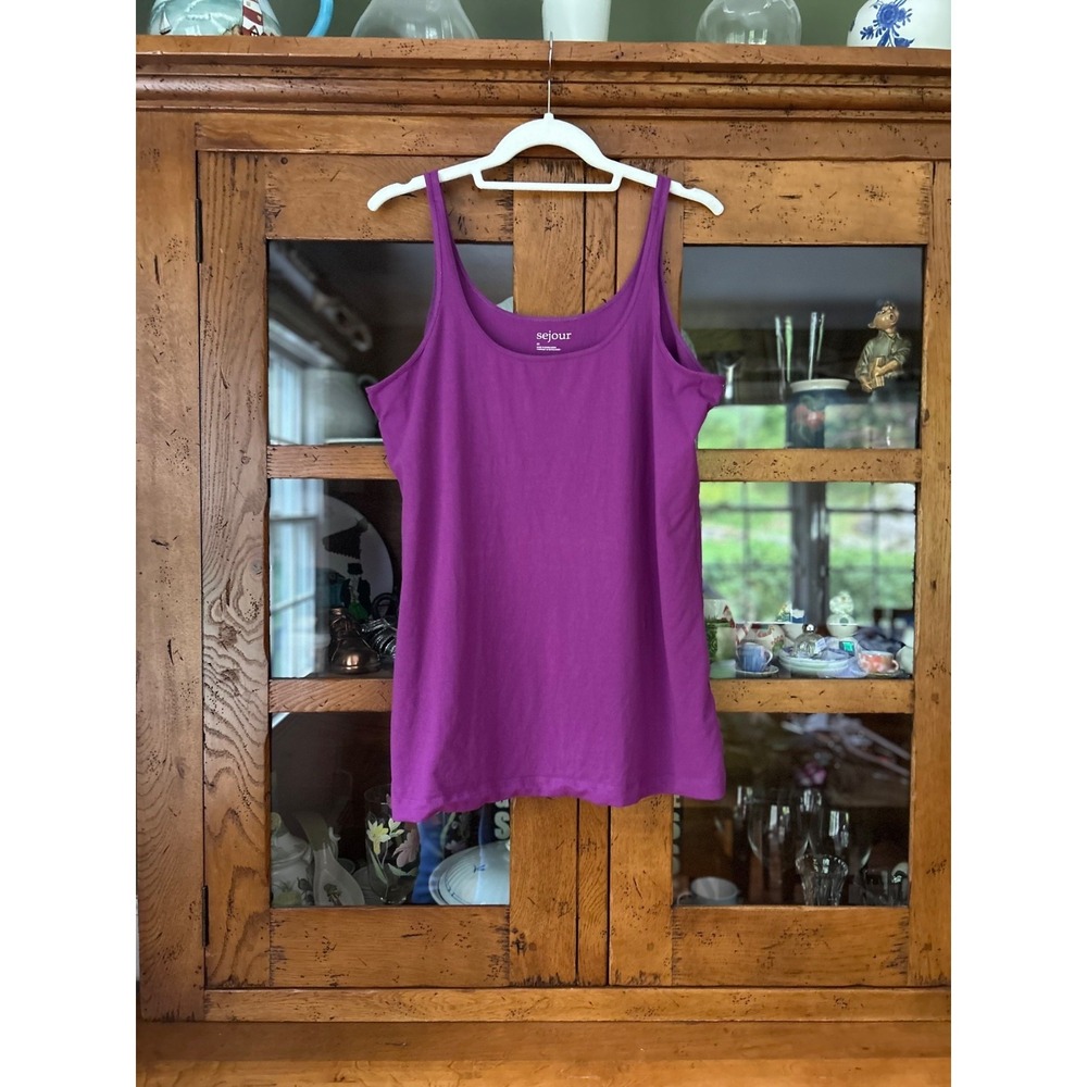 sejour sleeveless camisole top 2X magenta pink purple Cotton Blend Stretch